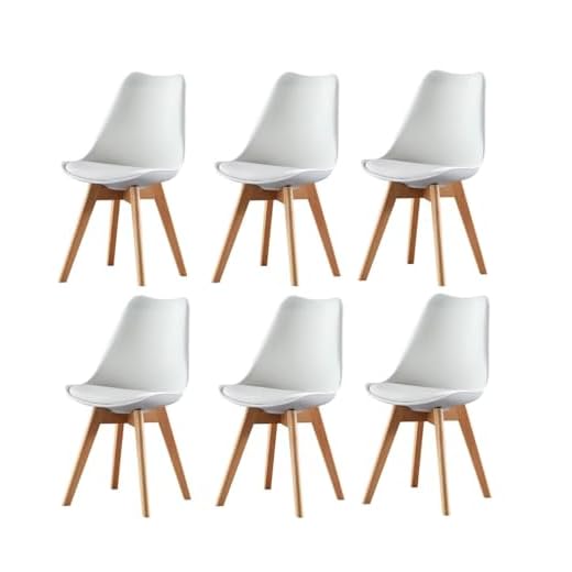 IZTOSS - Sillas de comedor, juego de 6 sillas modernas con patas de madera, incluye cojines, ideal también para la cocina (B-Blanco - 6 unidades)