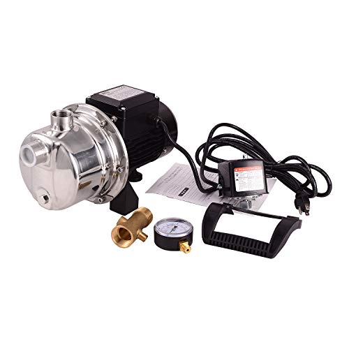 BACOENG 900GPH Shallow Well Jet Pump with Pressure Switch 20-40psi Stainless Steel Water Pump to Supply Fresh Water to Residential Homes Farms Cabins - Thumbnail 2