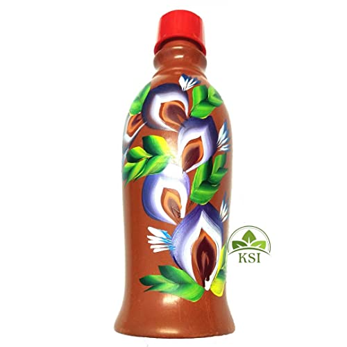 Image of KSI Handmade Clay Water Bottle 1.4L with Jute Bag | Terracotta Earthen Self Cooling Bottle | Natural Water Cooler | Eco-Friendly, BPA-Free, Chemical-Free Mitti Bottle for Drinking