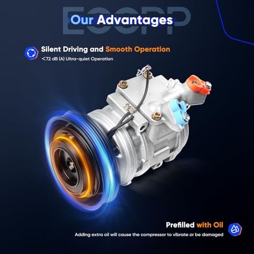 Image of ECCPP A /C Compressor with Clutch for Toyota Corolla L4 1.8L 1998-2002 | Fast Cooling AC Compressor