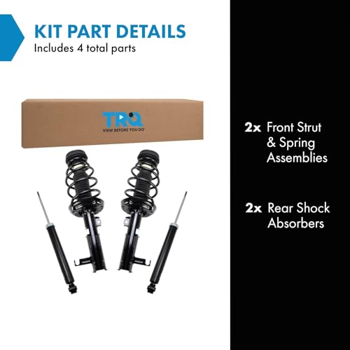 Image of TRQ Front and Rear Complete Strut Assembly & Shock Absorber Kit Complete Strut & Coil Spring Assembly Compatible with 2014-2019 Chevrolet Impala 2.4L 2.5L
