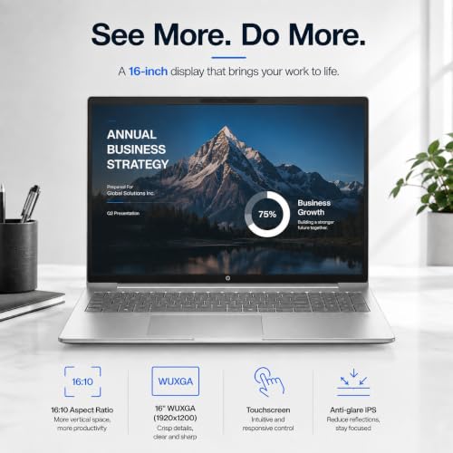 Image of HP ProBook 4 G1i Laptop, 16 inch Touchscreen, Ultra 5 225U, 32GB DDR5, 1TB SSD
