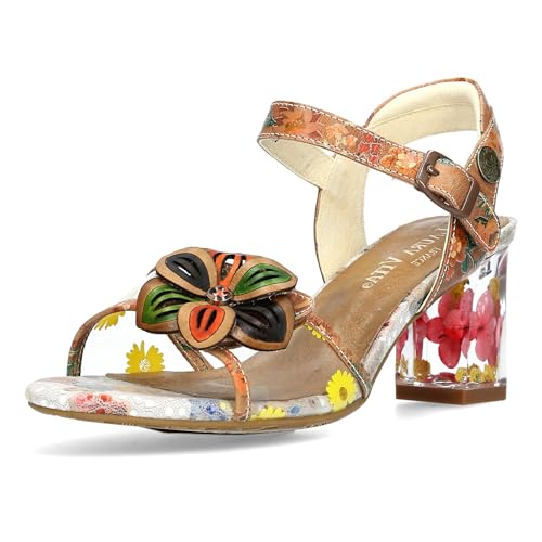 Laura Vita Sandalias fashion de cuero mujer Luciao 08, Talla:39 EU, Color:Beige