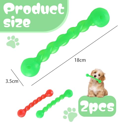 JUGUTA 2 Stück Hundespielzeug Für Zähne, Kauspielzeug Hund Unzerstörbar, Hundespielzeug Gummi, Gummi Spirale Kauknochen, Zahnungsstab Für Hunde, Für Zähne Reinigen Und Zahnfleisch Massieren
