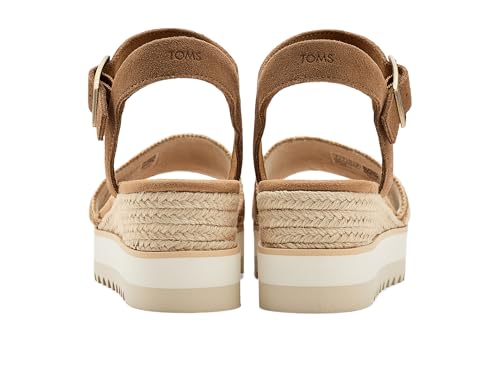 Image of TOMS Women's Diana Wedge Heel Sandal, Leather Upper, Rope-Wrapped Midsole, Adjustable Strap, Buckle, OrthoLite Insole