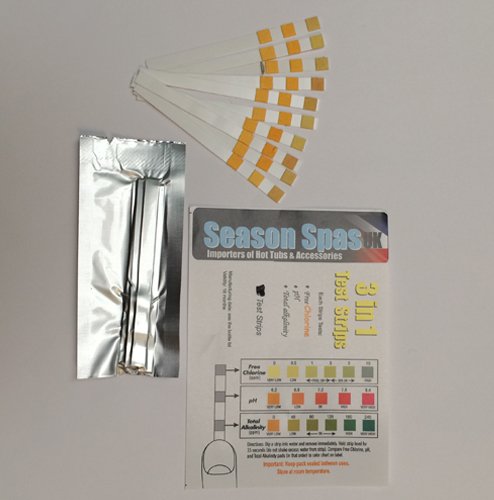 Season Spas UK3 in 1 - 40 Chlorine Test Strips for Swimming Pools Spas & Hot Tubs - Free Chlorine, pH & TA