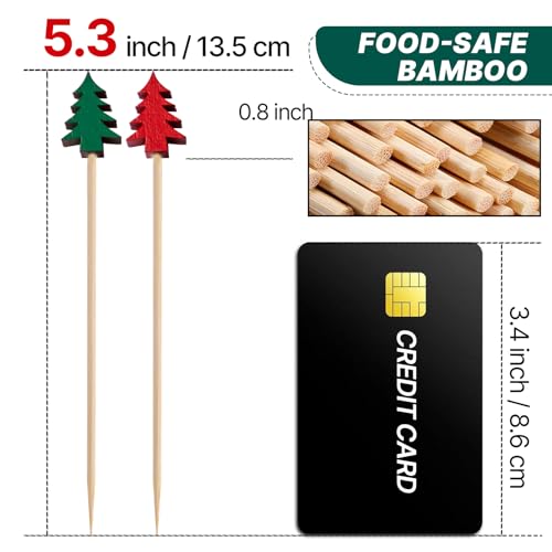 PuTwo Cocktail Sticks, 100 Counts 12 Cm Frilled Cocktail Sticks Party Picks Food Toothpicks Food Picks Cocktail Pick Cocktail Accessories Wooden Cocktail Sticks with Trees for Cocktail,Party