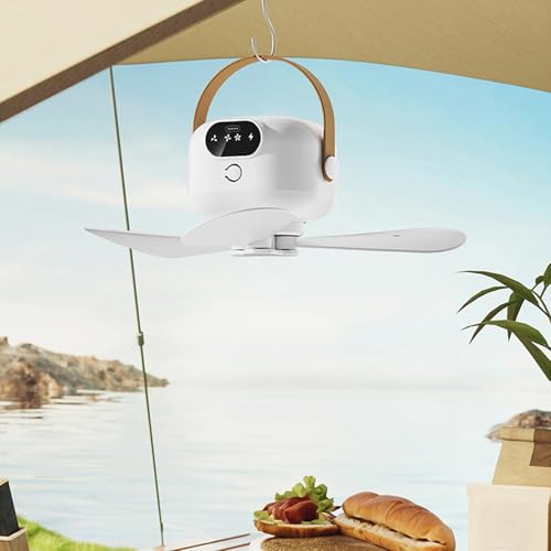 Ventilador de techo USB portátil anti calor para camping con luz LED integrada 6