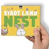 Stadt Land Fluss Ostern NEST MINI Ratespiel für die Familie zum Osterfest mit 12 Easter-Kategorien lustiges Familienspiel Quiz Partyspiel Osterfeiertage Geschenk-Idee DIN A6-Block | 50 Blatt