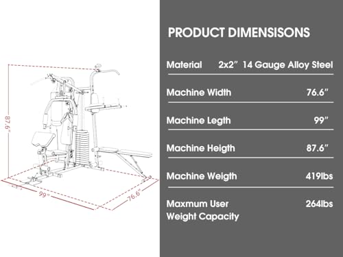 Image of SincMill Home Gym Multifunctional Full Body Workout Equipment for Home Exercise Fitness