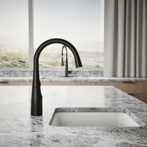 Image of KOHLER K-22034-BL Simplice Single Handle Kitchen Bar Faucet, for Prep Sink, Wet Bar, Matte Black