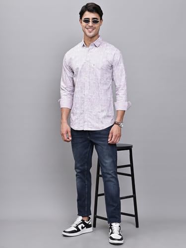 Image of Majestic Man Custom Geometric Printed Pure Cotton Slim Fit Casual Shirt