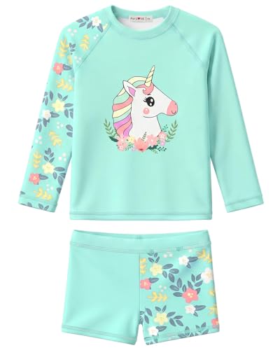 Image of weVSwe Girls Rash Guard Set 2-Piece UPF 50+ Sun Protection Swimsuit 2T-14 Years