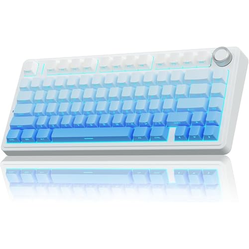Image of AULA F75 Mechanical Keyboard Gaming, 2.4 GHz /Type-C /BT5.0 Wireless Gaming Keyboard 75 Percent, Side Engraved, Structure of Seal, Hot Swappable Wireless Keyboard RGB (Gradient Blue- Star Vector Switch)