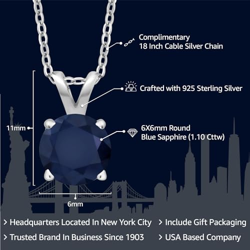 Gem Stone King 925 Sterling Silver 6MM Round Gemstone Birthstone Solitaire Pendant Necklace | 4-Prong Necklace For Women | With 18 Inch Silver Chain2