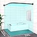 Misounda Corner Shower Curtain Rod Adjustable L Shaped Shower Curtain Rod Drilling Install Stainless Steel Curved Shower Rods 27.6-39.4×43.3-67 With 24 Rings For Bathroom,Bathtub,Fitting Room-Black