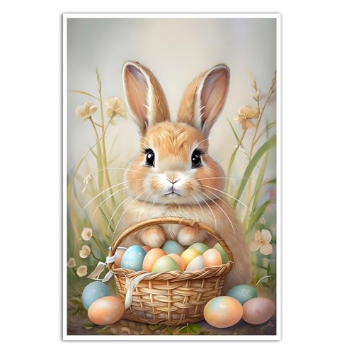 Spring Easter Bunny Canvas Wall Art Rustic Farmhouse Decor Bunny Wall Decor Easter Spring Decor Easter Bunny Art Easter Bunny Eggs Easter Basket For Bedroom Living Room Apartment
