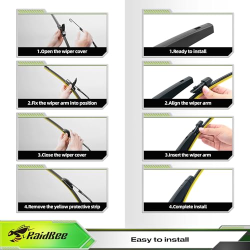 Image of Raidbee Silicone Windshield Wiper blades 3 pack Replacement for FORD Expedition 2025 2024 2023 2022 2021 2020 2019 2018 All-Season Silicone Windshield Wipers 22 inch 22 inch 11 inch