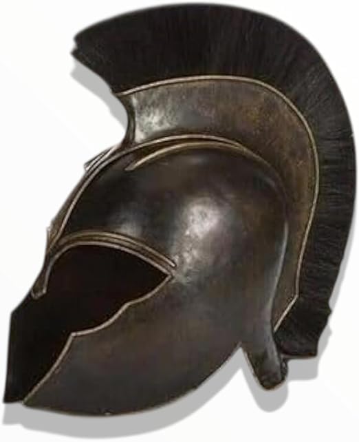 Medieval Greek Spartan Helmet – Achilles King Leonidas Inspired Crusader Knight Helmet Armor with Black Plume