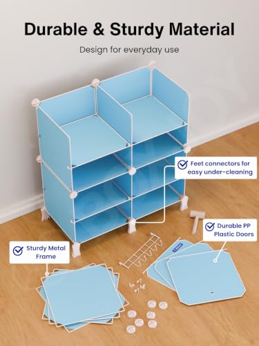 Image of BOXJOY 12 Shelf Plastic Kids Wardrobe with 6 Doors, Sticker Sheet & Holder