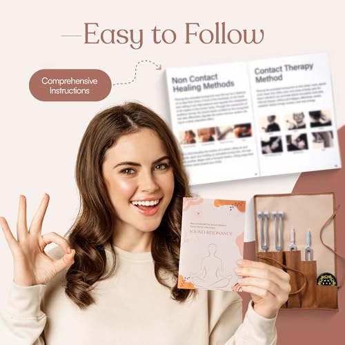 tuning forks for healing set including four frequency 128hz 1361hz 174hz 528hz yoga and meditation accessories chakra sound therapy instruments with tuning fork activator and vegan leather pouch