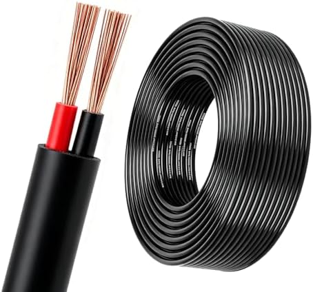 XUEYI 10M KFZ 2x0.5mm² Rundkabel, 12V 24V Fahrzeugleitung/Fahrzeugkabel 2 Adriges Rot/Schwarz Anhängerkabel, Flexibles Elektrischer Verlängerungskabel, 2 poliges Kabel für Anhänger
