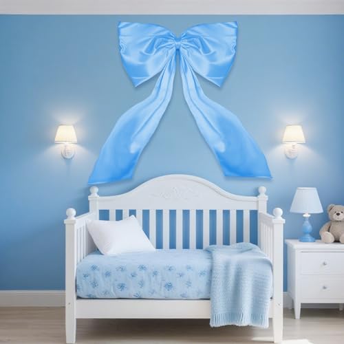 24 x 36 Inches Large Blue Bow Decor,Coquette Room Decor,Giant Blue Bow Room Wall Decor,Baby Shower Birthday Party Backdrop Wall Wedding Party Christmas Tree Decorations(Blue)