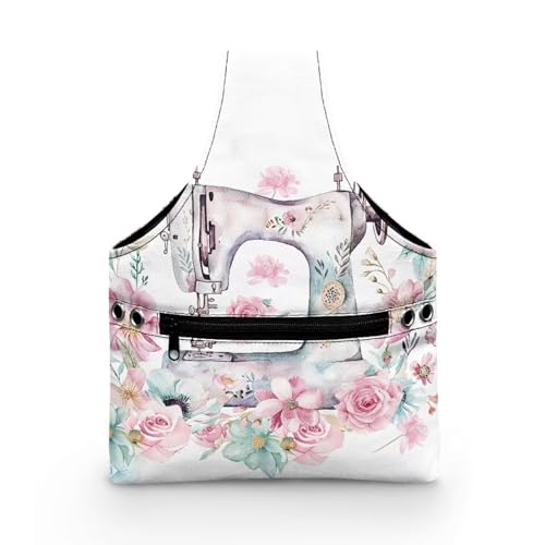 Image of KUIFORTI Yarn Bag Crochet Bag Organizer, Canvas Tote Yarn Storage Knitting Bag for Crocheting, Travel Crochet Bags and Totes, Crochet Accessories, Sewing Machine Flower Design, Small Size
