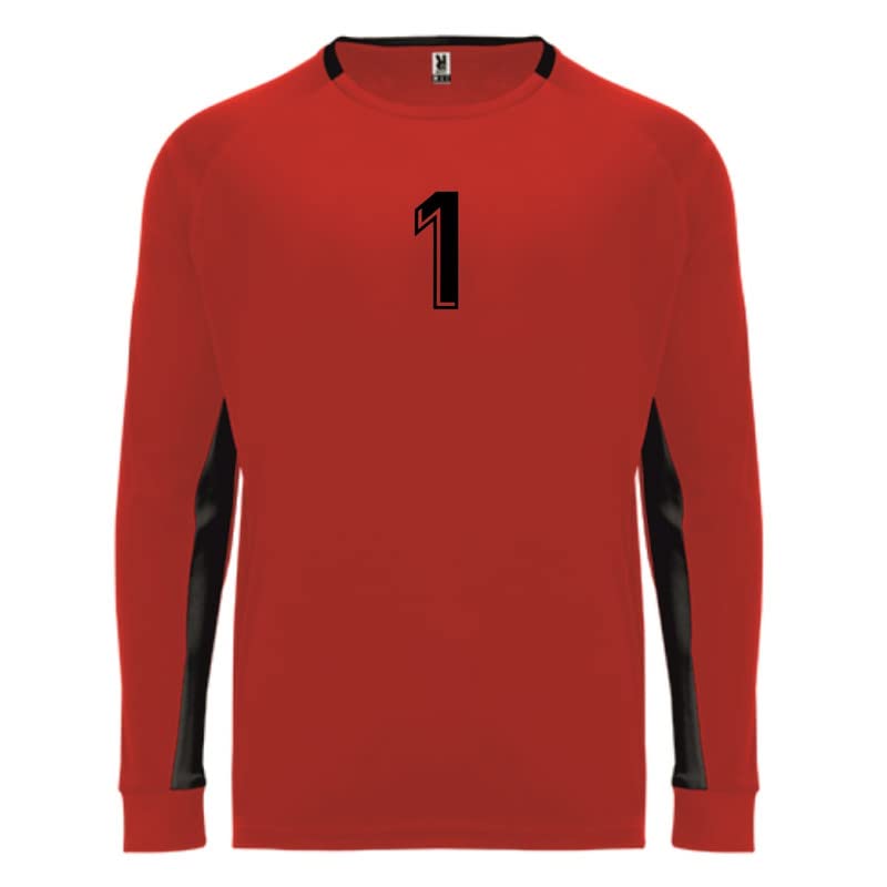 Camisetas Divertidas Maillot de Gardien de But de Football Numéro 1 pour Homme Rouge Taille L Manche Longue