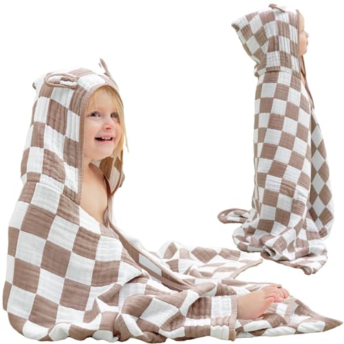 Image of HardNok Ultra-Soft Muslin Toddler Hooded Towel - 55 x 28 Inches, Ideal for Bath & Beach, Suitable for Both Boys & Girls from Newborns to Toddlers