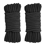KINGLAKE 10MM Soft Cotton Rope 2 Pack 33Ft/10M Black Rope Thick Rope for Plant Hanging, Hanging Clothes, Crafts, Wrapping, Binding Luggage and Home Decoration