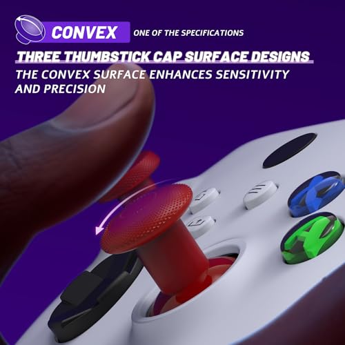 Image of eXtremeRate ThumbsGear V3 Interchangeable Thumbsticks for Xbox Core Controller, 4 Height Adjustable Convex and Concave Grip Joysticks for Xbox One S /X /Elite, for Nintendo Switch Pro - Carmine Red