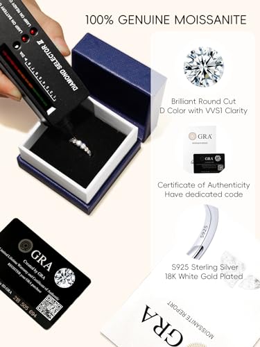 KSTYLE 3.0mm 9 Stones Moissanite Wedding Band for Women |D Color-VVS1| Anniversary Ring 18K White Gold Plated S925 Sterling Silver Ring Moissanite Eternity Band Rings for Women4