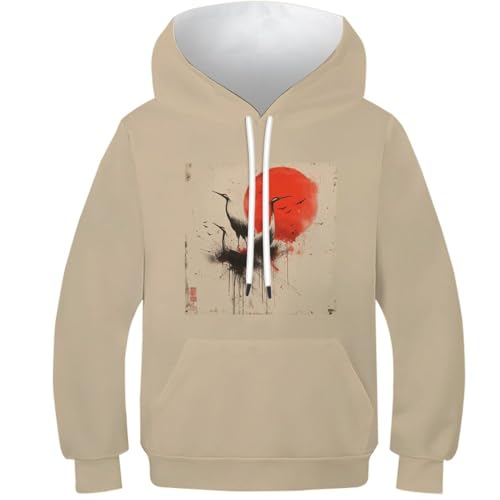Pull pour garçons et filles imprimé oiseau 3D sweat-shirt à capuche 11-13 ans