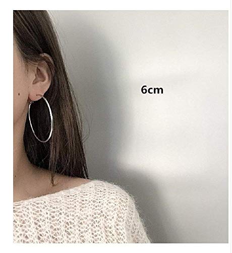 Clip On Big Large Fake Hoop Earrings For Women Teen Girls Non Pierced No Piercing Ear Fashion Huggie Hoops Jewelry Gifts (60Mm Silver) #TOP5