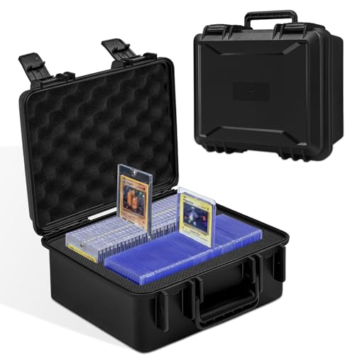 PAPNIX Toploader Storage Box for 3 x 4 35pt Rigid Cards Holds 300+ Toploaders or 50+ Magnetic Holders Sports Card Storage Case Organizer with Lock Trading Card Carrying Case