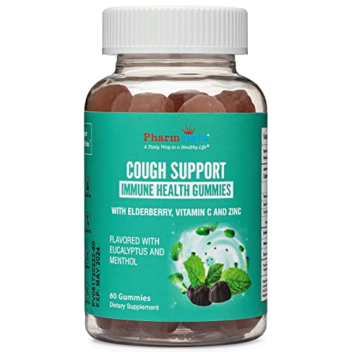 Pharmvista Menthol Cough And Cold Gummy With Immune Support - Vegan, Gluten-Free, Non-Gmo - Natural Menthol And Eucalyptus Flavor - 60 Count #TOP7