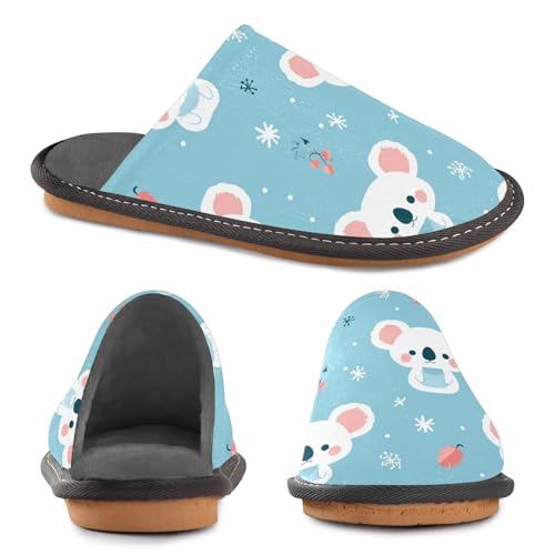 JUNZAN Cute Polar Bears Memory Foam Slippers for Women Men House Slippers for Bedroom Indoor3