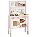 AIYAPLAY Cocina de Juguete de Madera con Sonido, Cocinita Infantil con Accesorios de Acero Inoxidable, Microondas, Horno, Fregadero, Verduras para Cortar, para Niños a Partir de 3 Años, Rosa