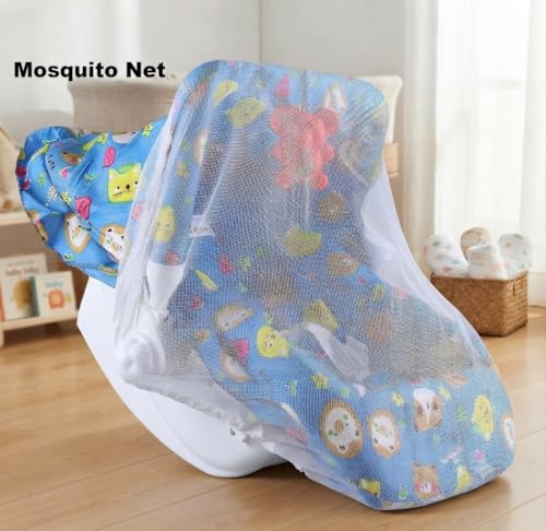 Image of Joyride Multipurpose Adjustable Carry Cot /Bouncer /Rocker with Mosquito Net Bouncer (Blue), ?Plastic & Polyster