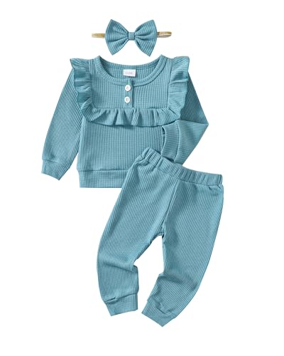 Image of Mioglrie Baby Girl Clothes Infant Toddler Girls Fall Winter Outfits Sweatshirts Clothing Set 3 6 12 18 24 Month 2T 3T