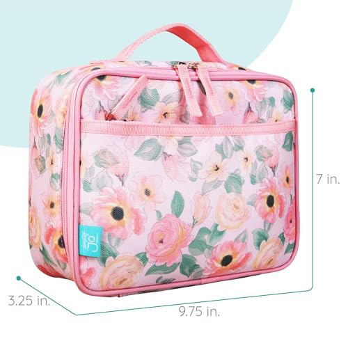 Image of Wildkin JumpOff Jo Insulated Lunch Box - Keeps Food Hot or Cold, BPA-Free with Mesh Pockets & Easy-Clean Lining - Ideal for School, Travel & Daycare - Floral Watercolor