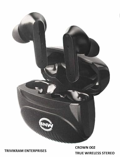 Image of BNW Wireless Sports Earbuds, Black Silicone in-Ear Design with Touch Controls, Water Resistant, Voice Control, Bluetooth 5.0, for Workout and Jogging, 4.2x2.5x2.5 cm