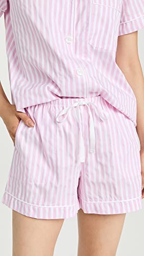 Image of Bed Head PJs Women's Short Sleeve Woven Cotton Sateen Shorty Pajama Set - Organic, Soft, Lightweight, Classic Fit Sleepwear
