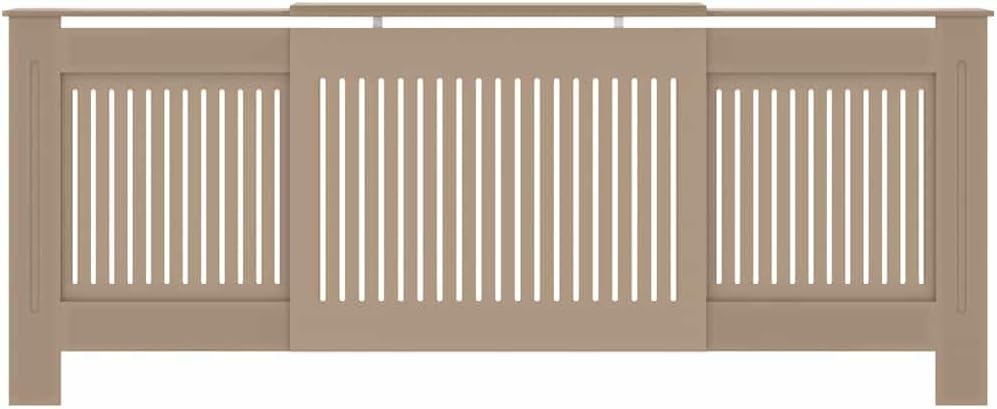 Adjustable Radiator Cover Brown, 55.9 to 80.7 Inch Modern Cabinet with Storage Shelf, MDF Vertical Slat Radiator Guard for Home Safety and Decoration
