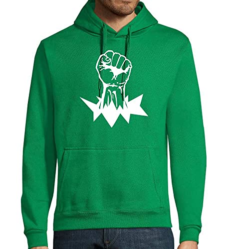 shirt84 Faust Black Power – Sudadera con capucha para hombre, verde, L