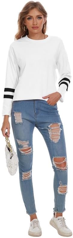 Women's Long Sleeve T Shirts Loose Casual Crewneck Tunic Tops Soft Blouse Oversized - Image 8