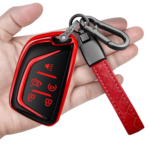 Sindeda for Cadillac Key Fob Cover with Keychain Soft Full