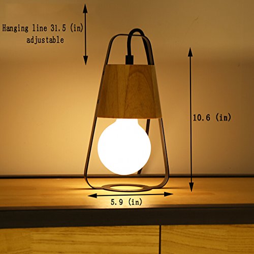 Lámpara de mesa de maderaiza con diseño de bola de 13,7 pulgadas y luz led para salón 6