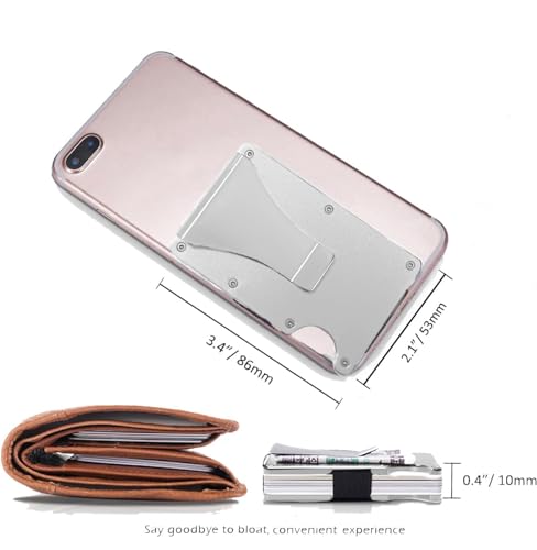 Generic Minimalist Wallet for Men, Slim Aluminum Metal Pocket Wallet with Money Clip, Blocks RFID Scanners ID Card Holder(Silver)4